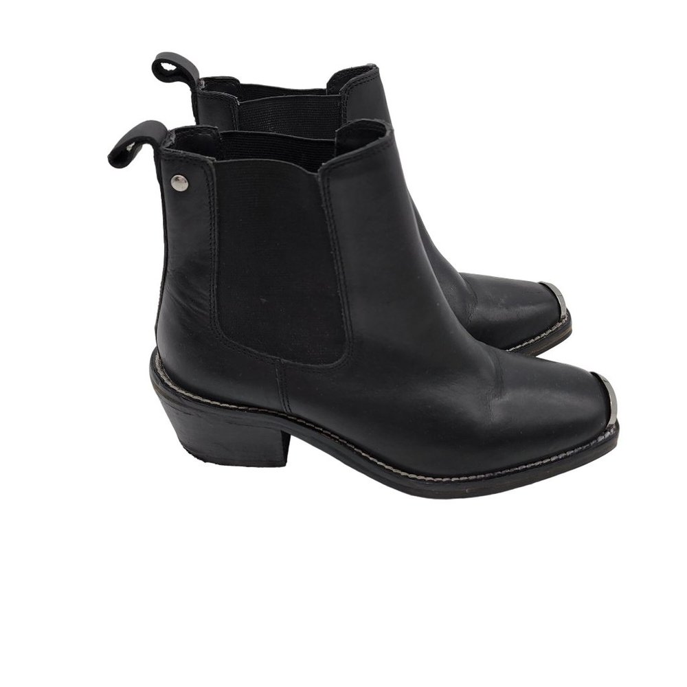 Urban Outfitters Square Silver Toe Ankle Boots Leather womens size 6
